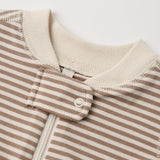 Zip Long Sleeve Sleeper (Almond Stripe)