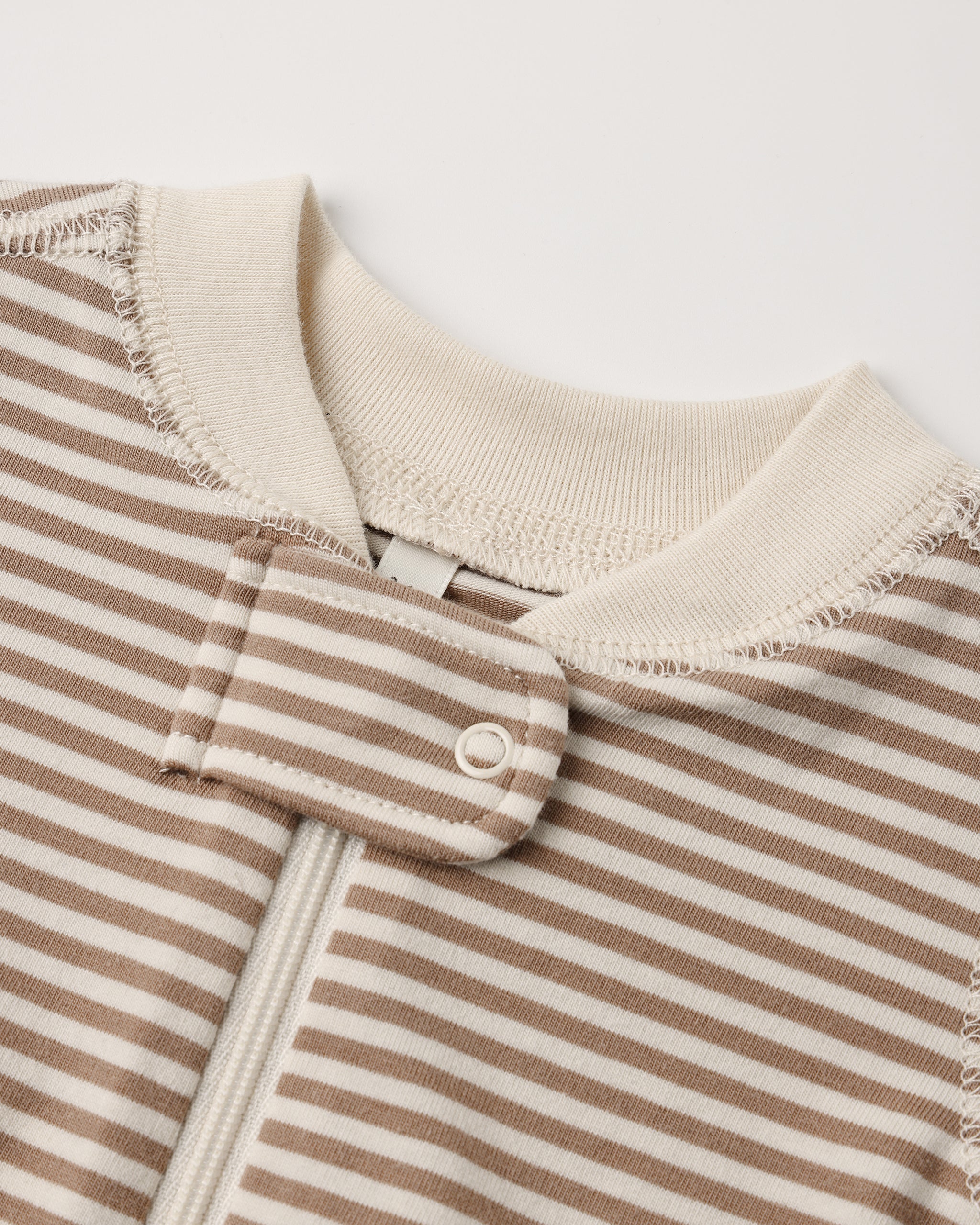 Zip Long Sleeve Sleeper (Almond Stripe)