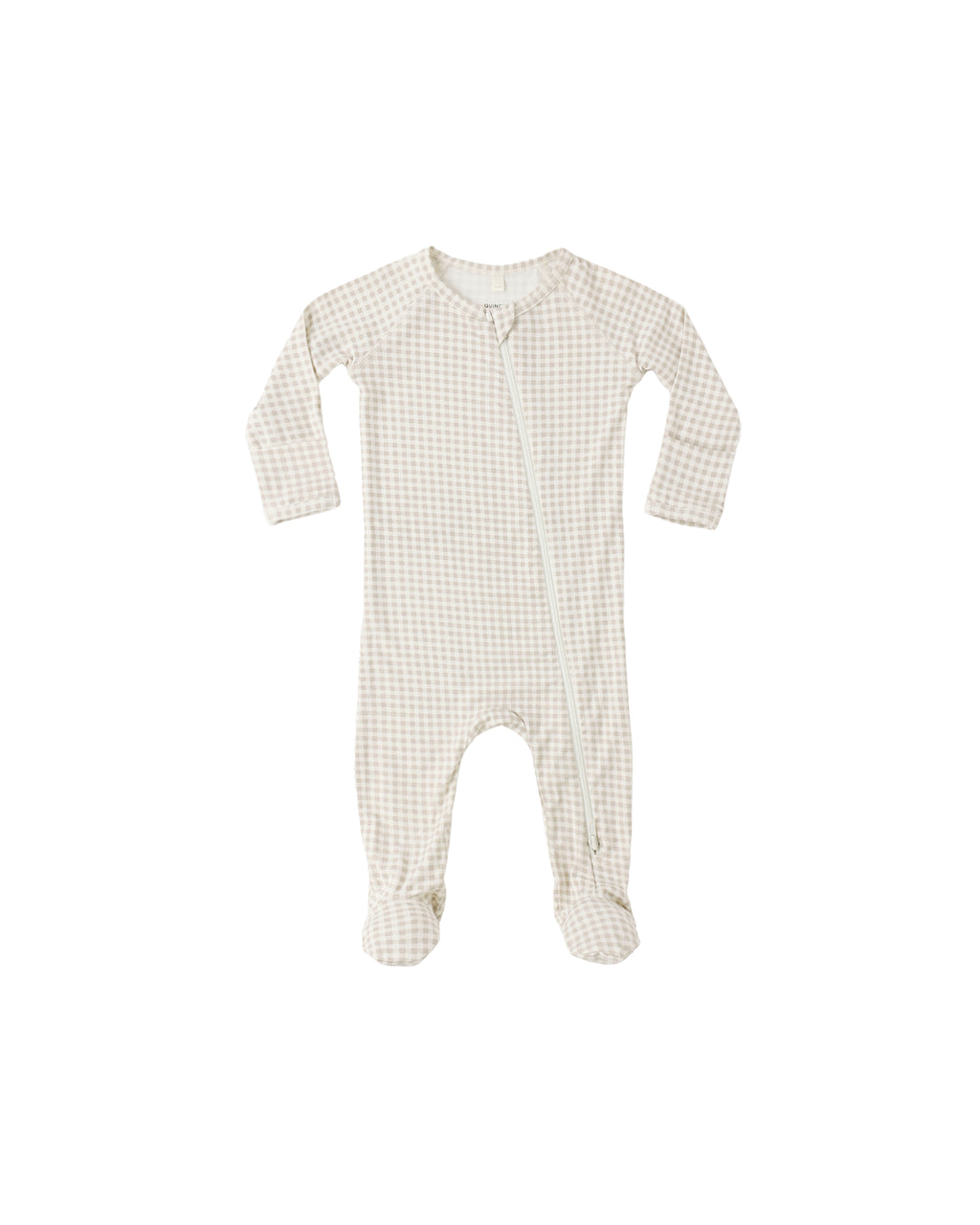 Bamboo Zip Footie (Oat Gingham)