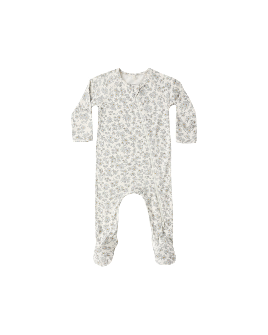 Bamboo Zip Footie (Blue Floral)