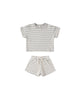 Waffle Tee + Short Set (Sky Stripe)