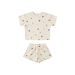 Waffle Tee + Short Set (Confetti Hearts)