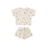 Waffle Tee + Short Set (Confetti Hearts)