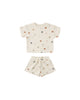 Waffle Tee + Short Set (Confetti Hearts)