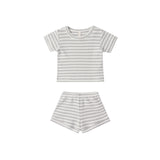Waffle Shortie Set (Sage Stripe)