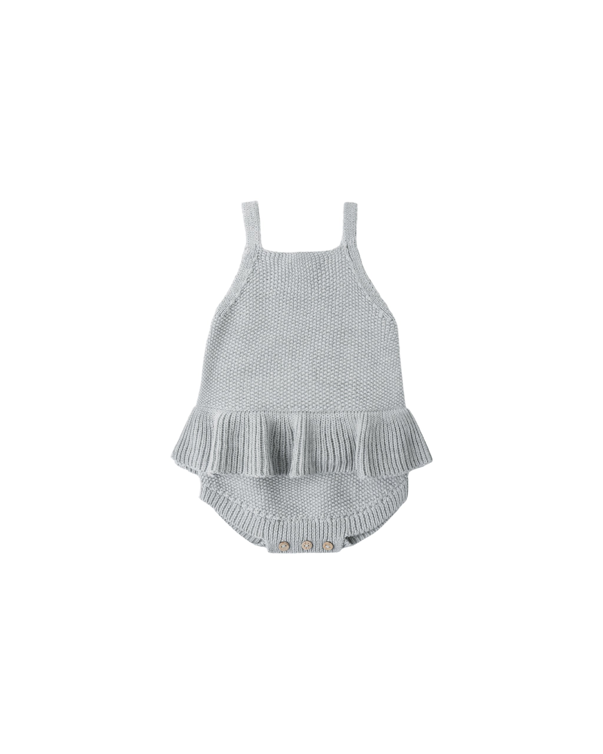 Knit Ruffle Romper (Heathered Sky)
