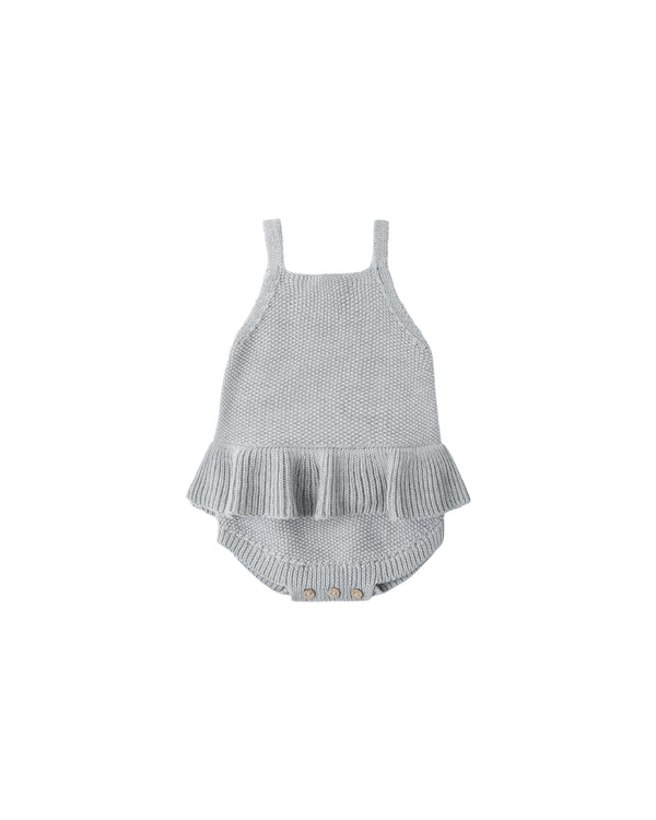 Knit Ruffle Romper (Heathered Sky)
