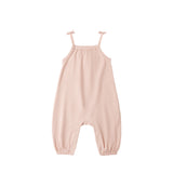 Smocked Jumpsuit (Melon Micro Stripe)