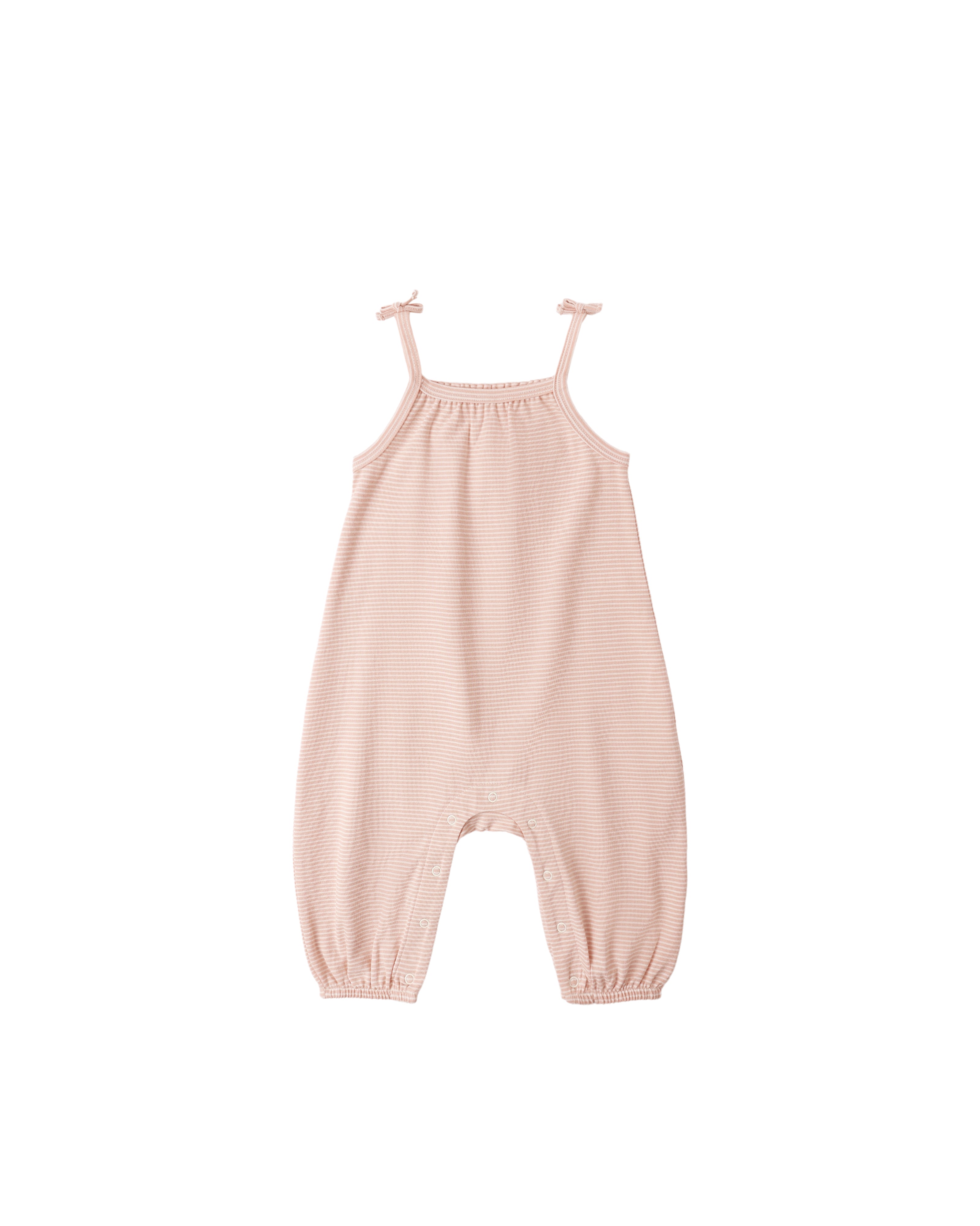 Smocked Jumpsuit (Melon Micro Stripe)