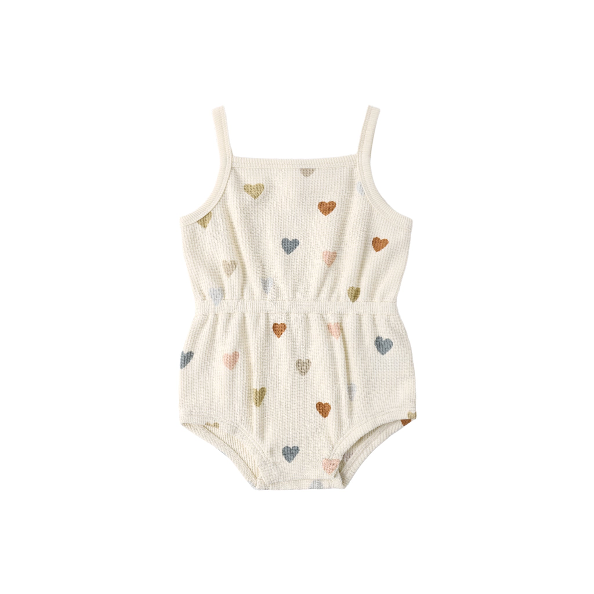 Waffle Cinch Romper (Confetti Hearts)