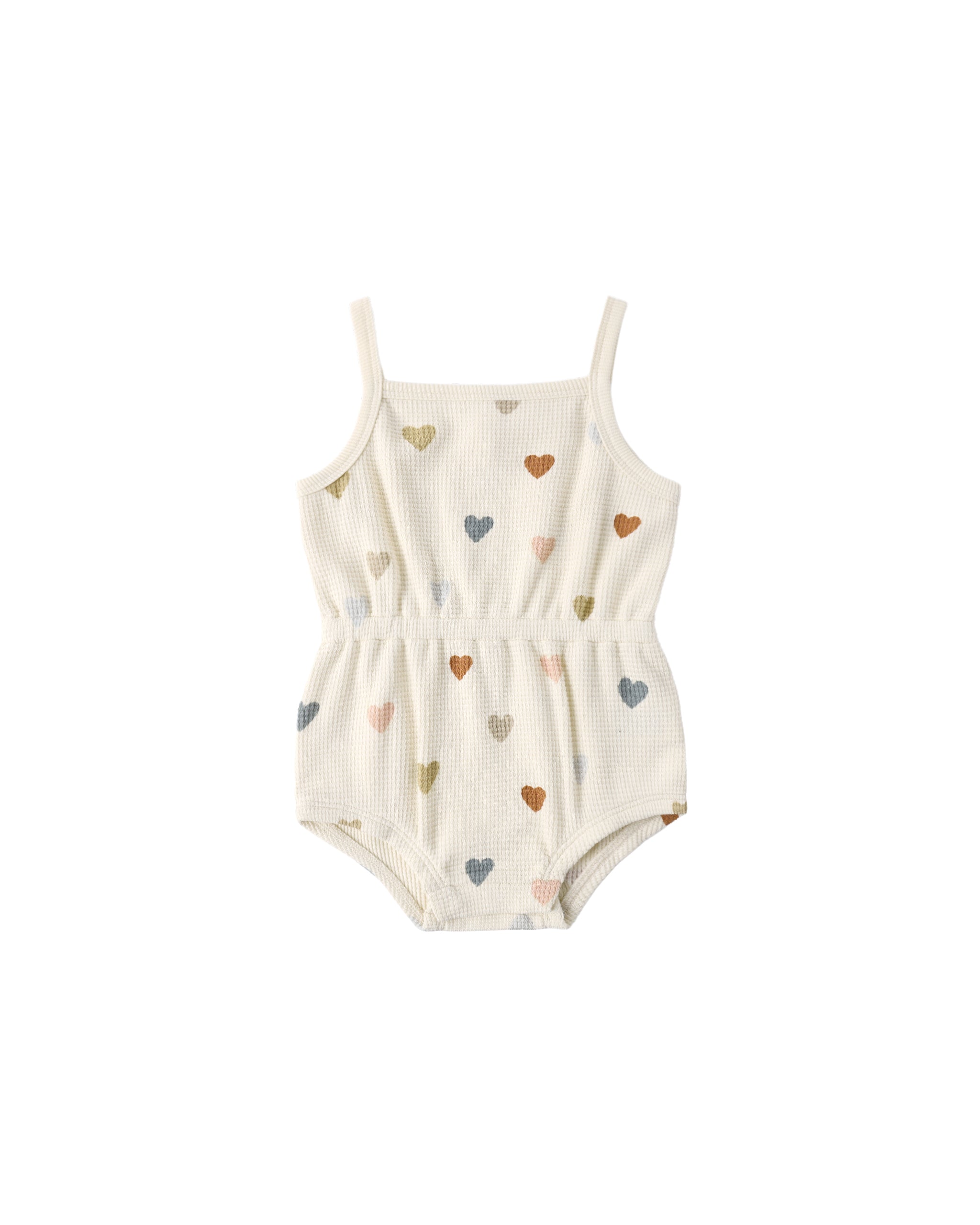 Waffle Cinch Romper (Confetti Hearts)