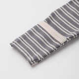 Knotted Baby Gown + Hat Set (Slate Microstripe)