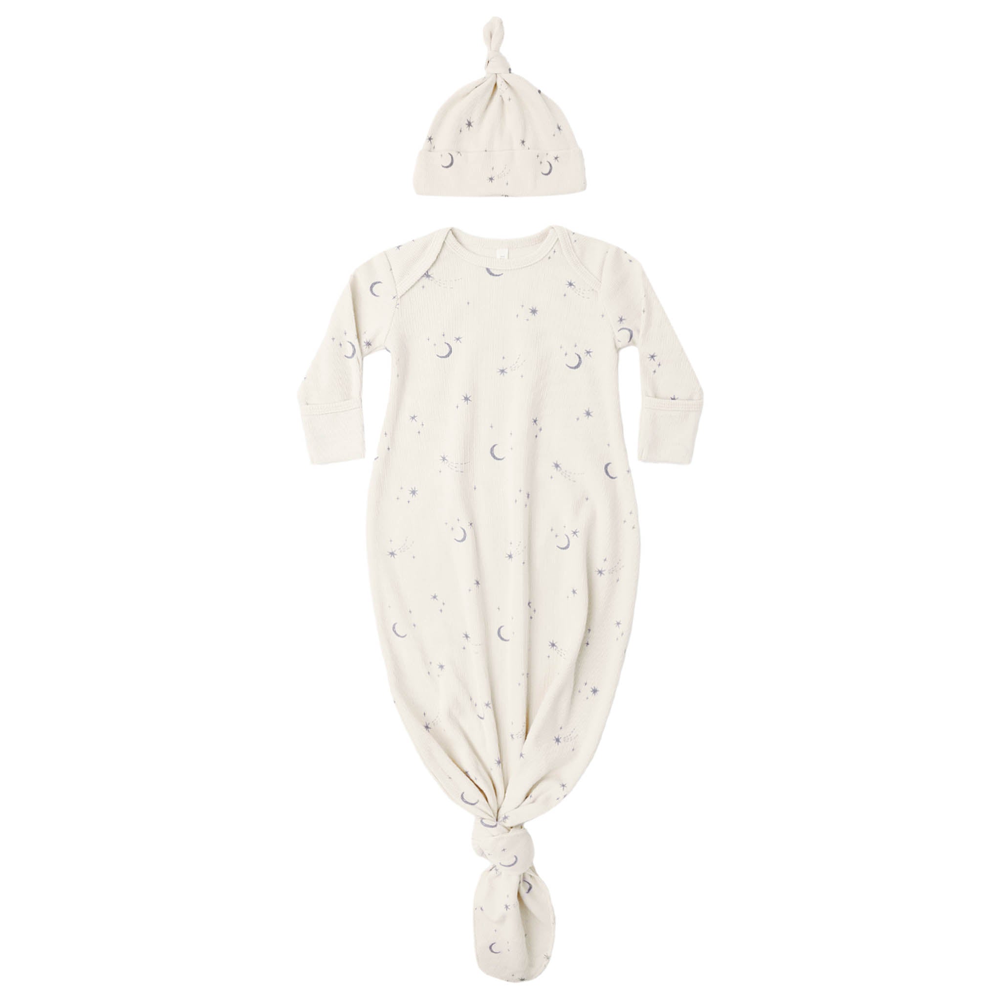 Knotted Baby Gown + Hat Set (Celestial)