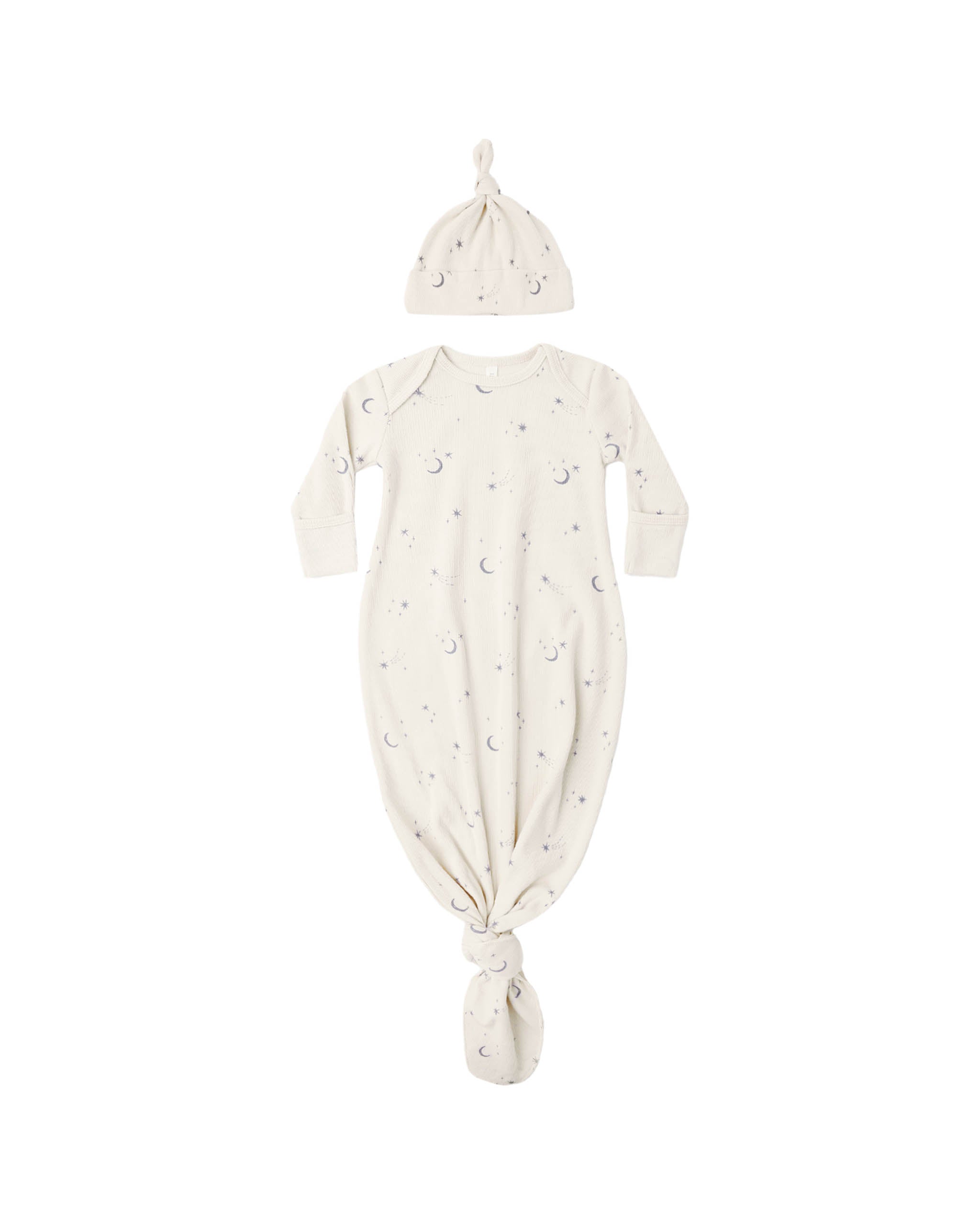 Knotted Baby Gown + Hat Set (Celestial)