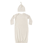 Bamboo Baby Gown + Hat Set (Oat Gingham)