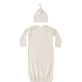 Bamboo Baby Gown + Hat Set (Oat Gingham)