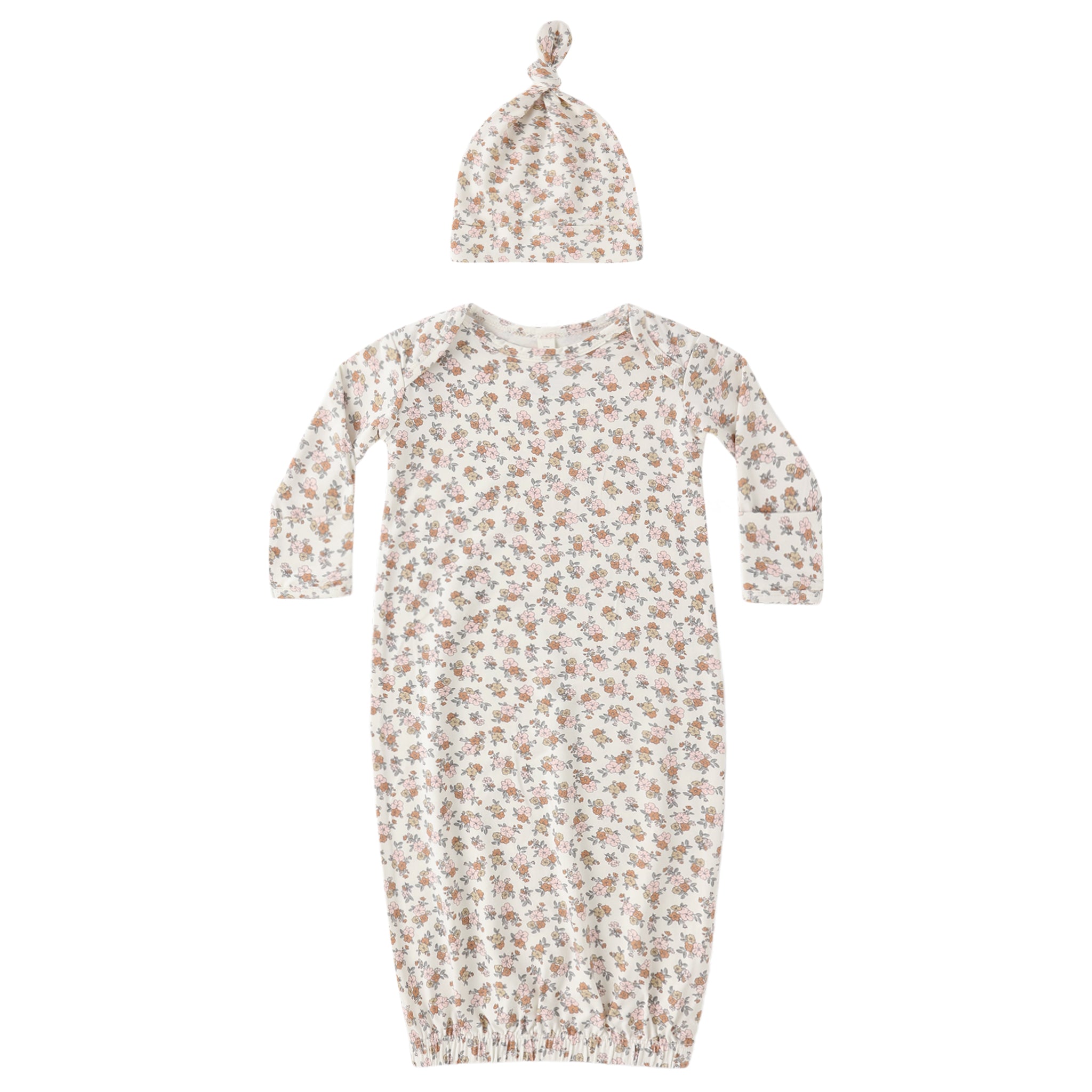 Bamboo Baby Gown + Hat Set (Wildflower)