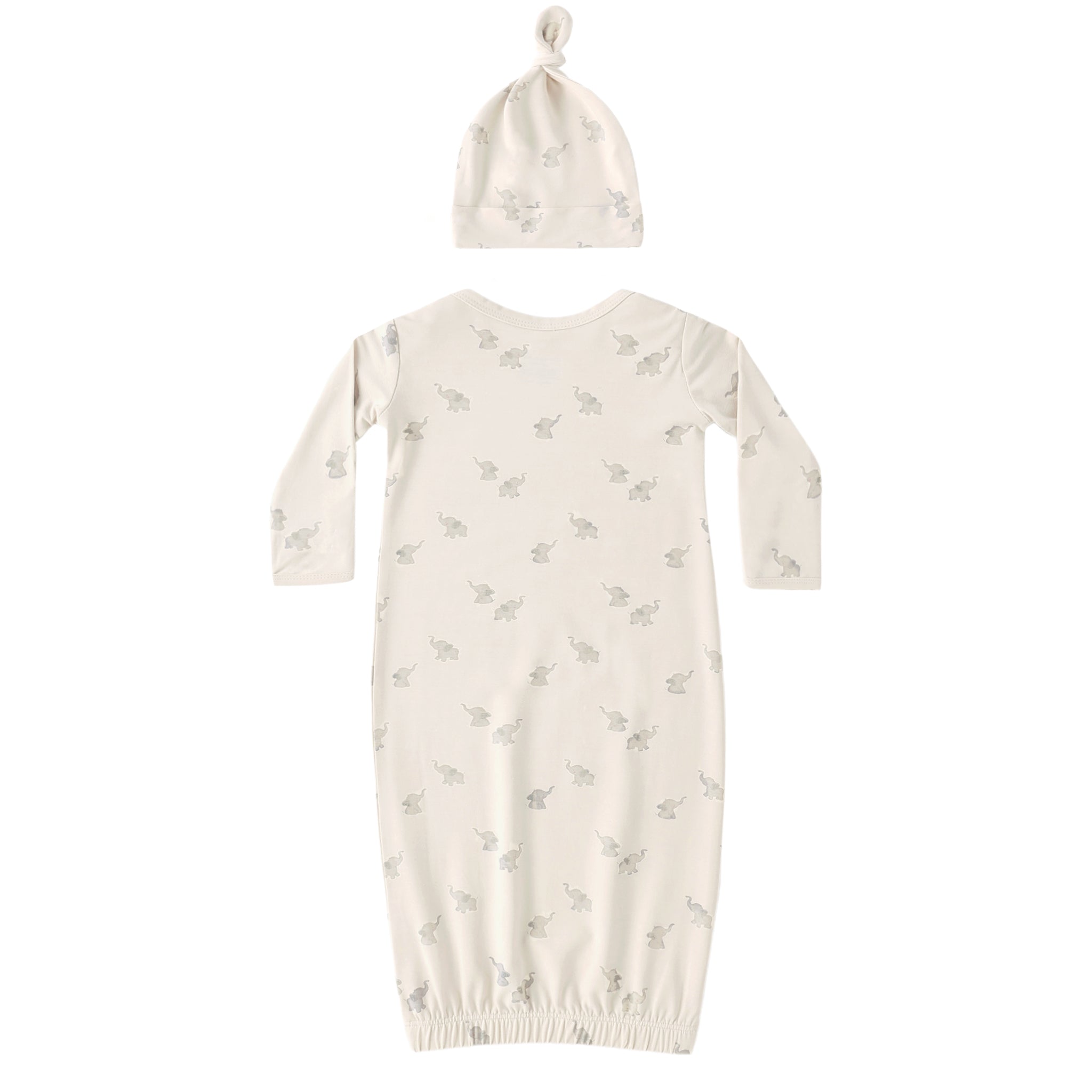Bamboo Baby Gown + Hat Set (Elephants)