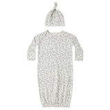 Bamboo Baby Gown + Hat Set (Blue Floral)