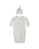 Bamboo Baby Gown + Hat Set (Blue Floral)