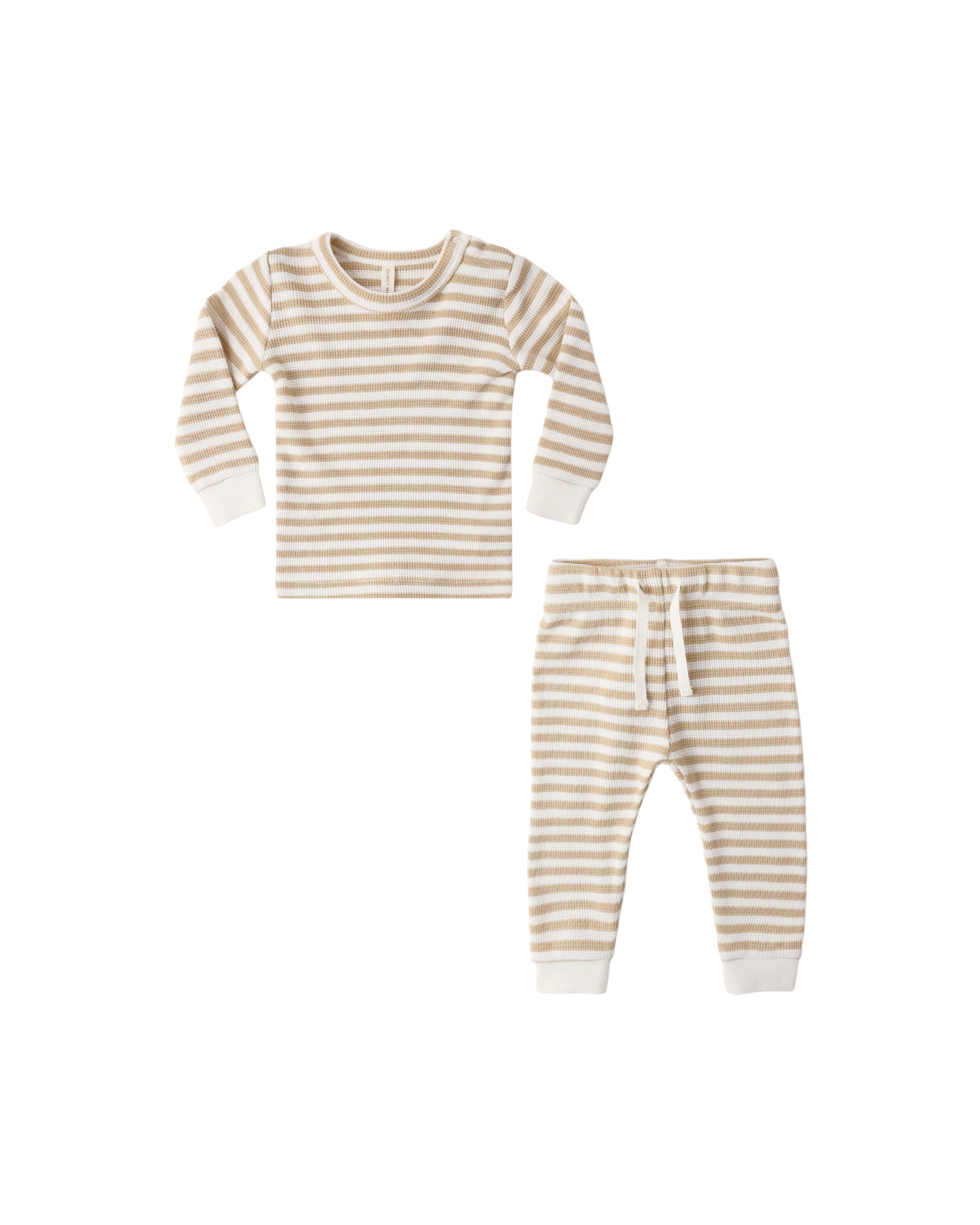 Waffle Top Pant Set (Butterscotch Stripe)