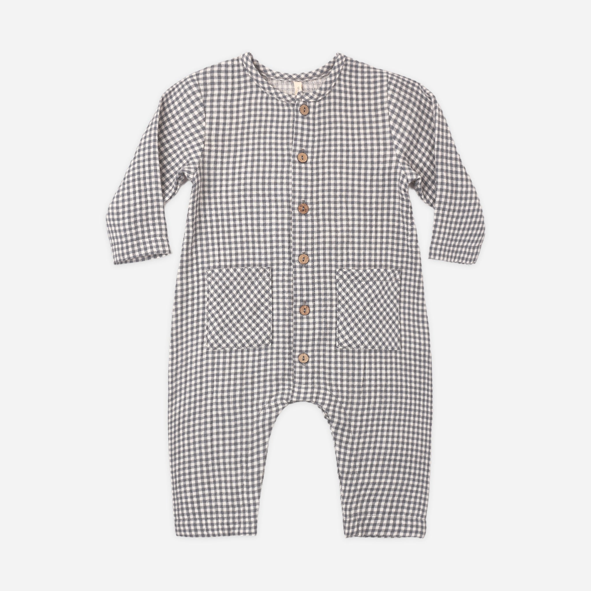 Pocketed Woven Jumpsuit (Midnight Gingham)
