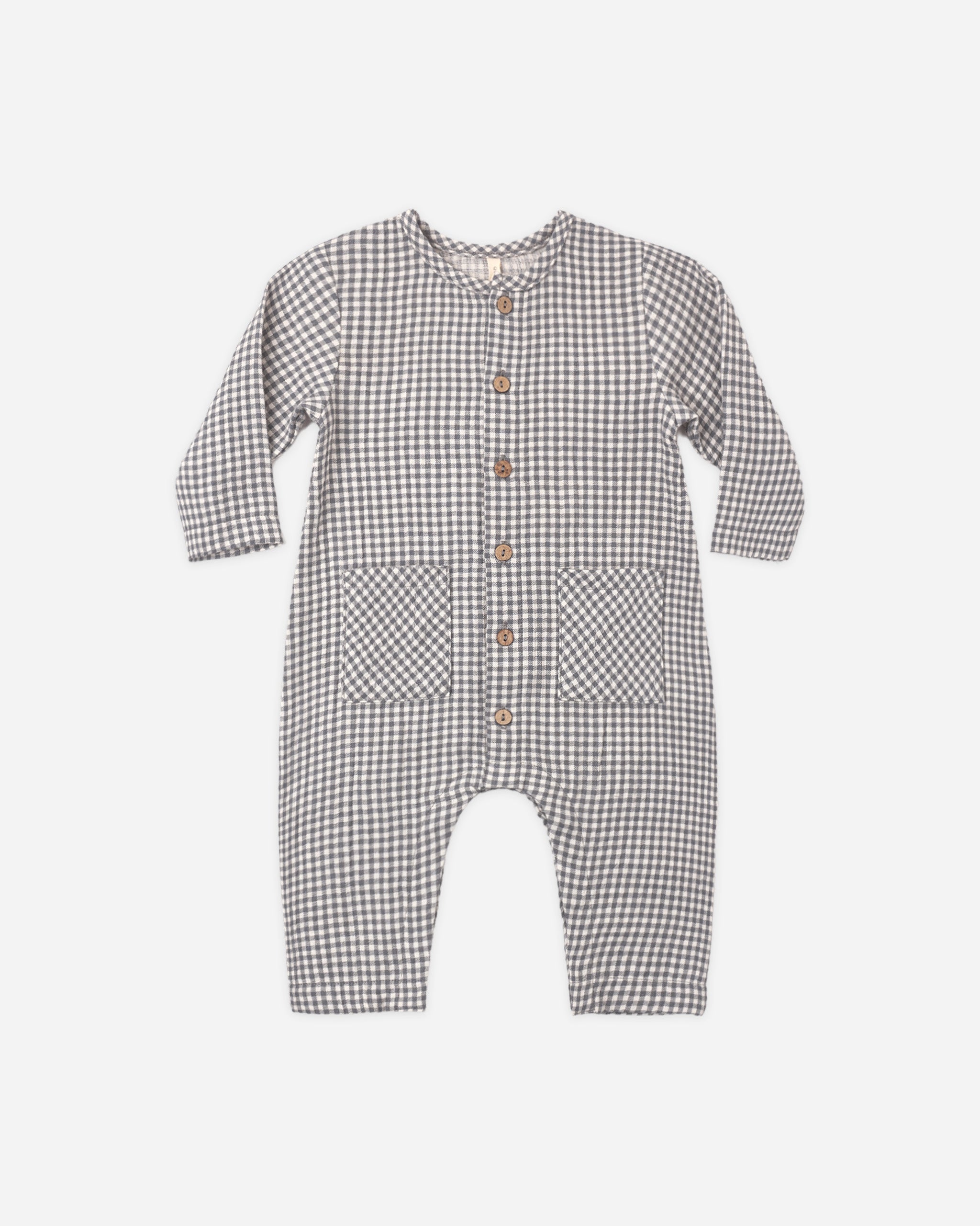 Pocketed Woven Jumpsuit (Midnight Gingham)