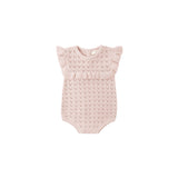Pointelle Ruffle Romper (Blush)