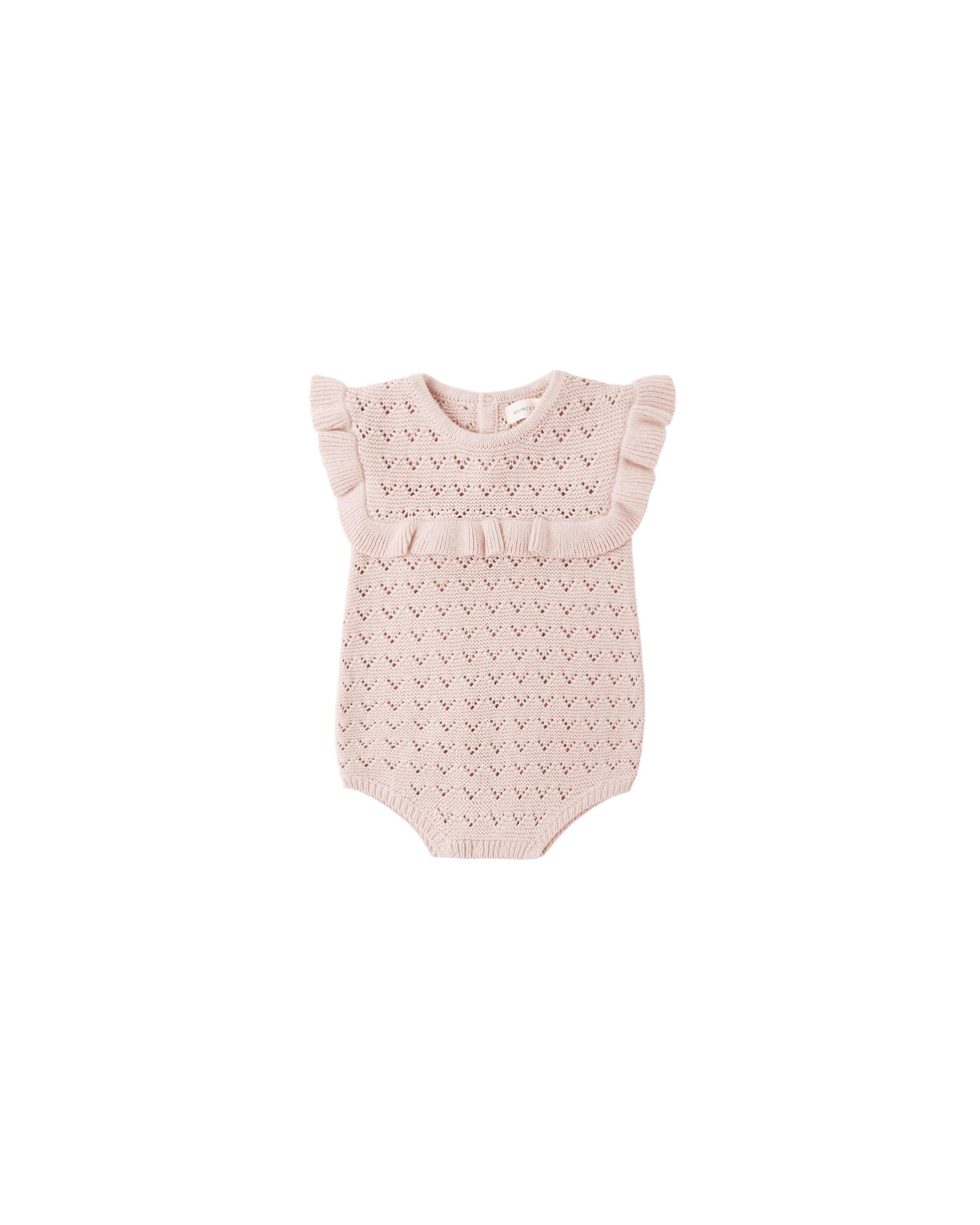 Pointelle Ruffle Romper (Blush)