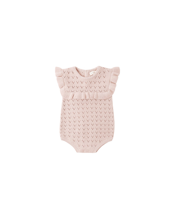 Pointelle Ruffle Romper (Blush)