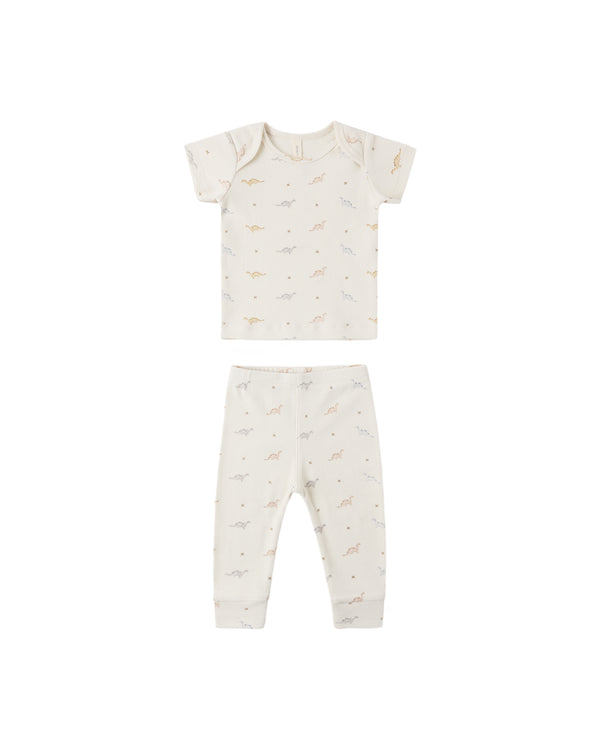 Ribbed Short Sleeve Tee + Legging Set (Dinos)