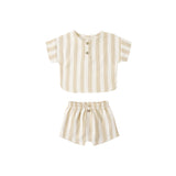 Woven Boxy Top + Short Set (Summer Stripe)