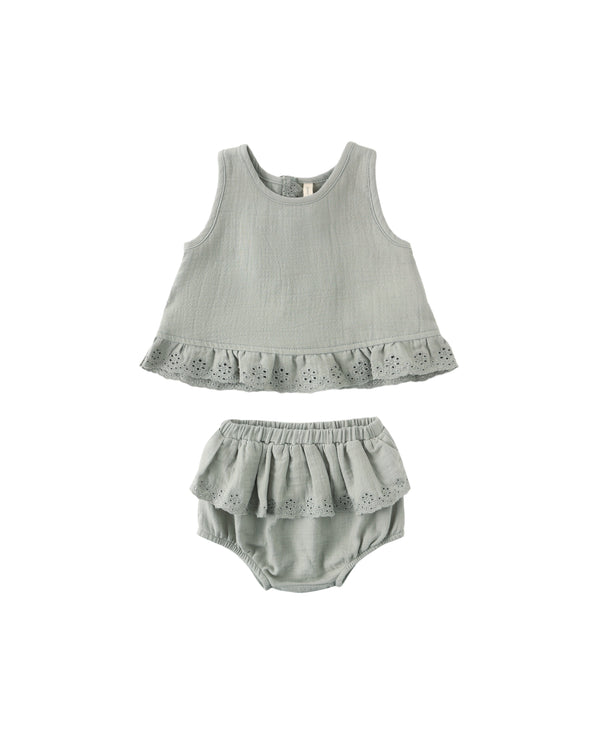 Ruffled Tulip Top + Bloomer Set (Sage)