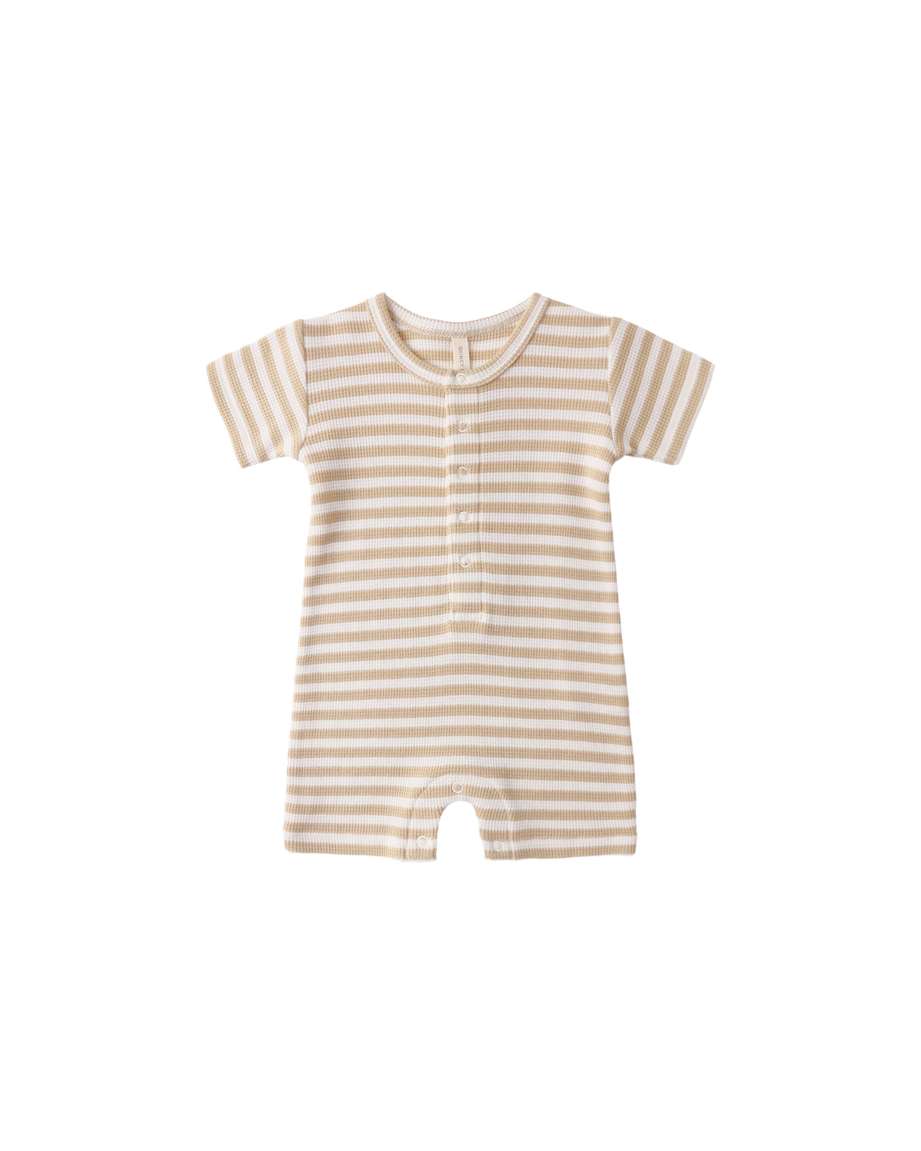 Waffle Snap Romper (Butterscotch Stripe)