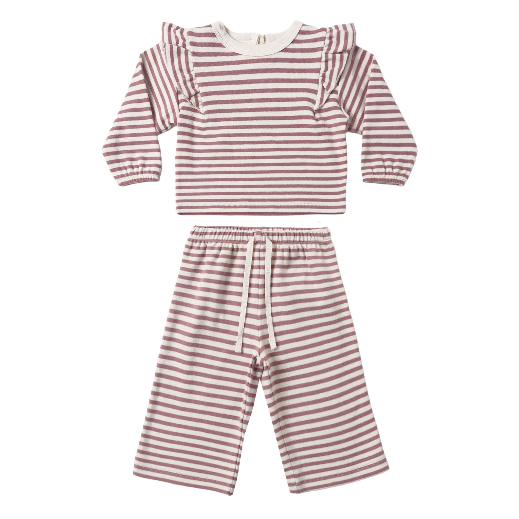 Ruffle Cozy Set (Mulberry Stripe)