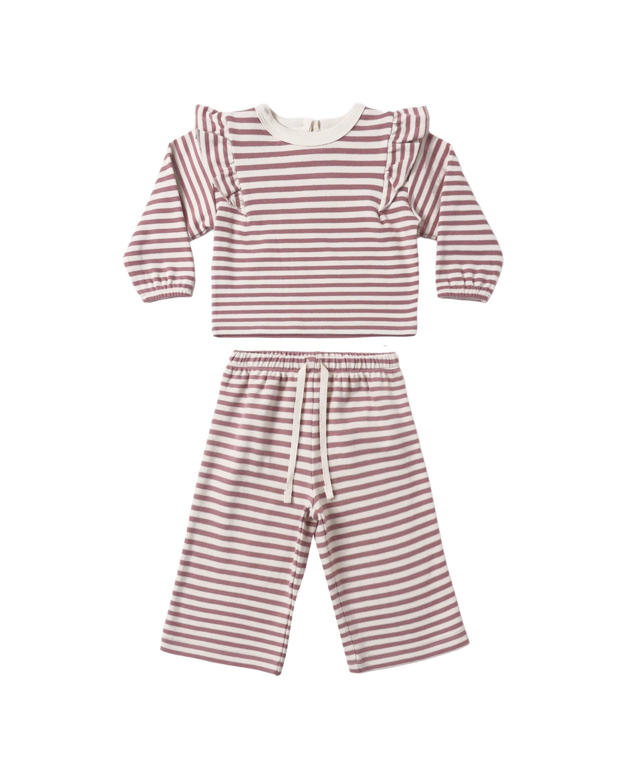 Ruffle Cozy Set (Mulberry Stripe)