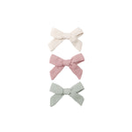Set of 3 Bows with Clip (Natural, Mauve, Sage)