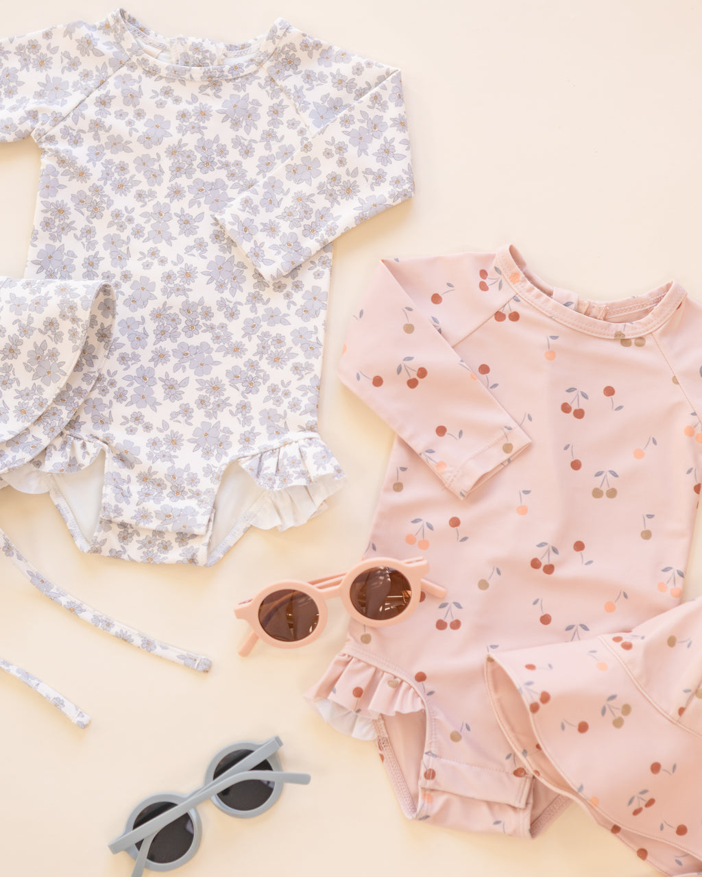 Olivia Rashguard One-Piece (Blue Floral)