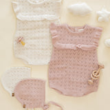 Pointelle Ruffle Romper (Blush)