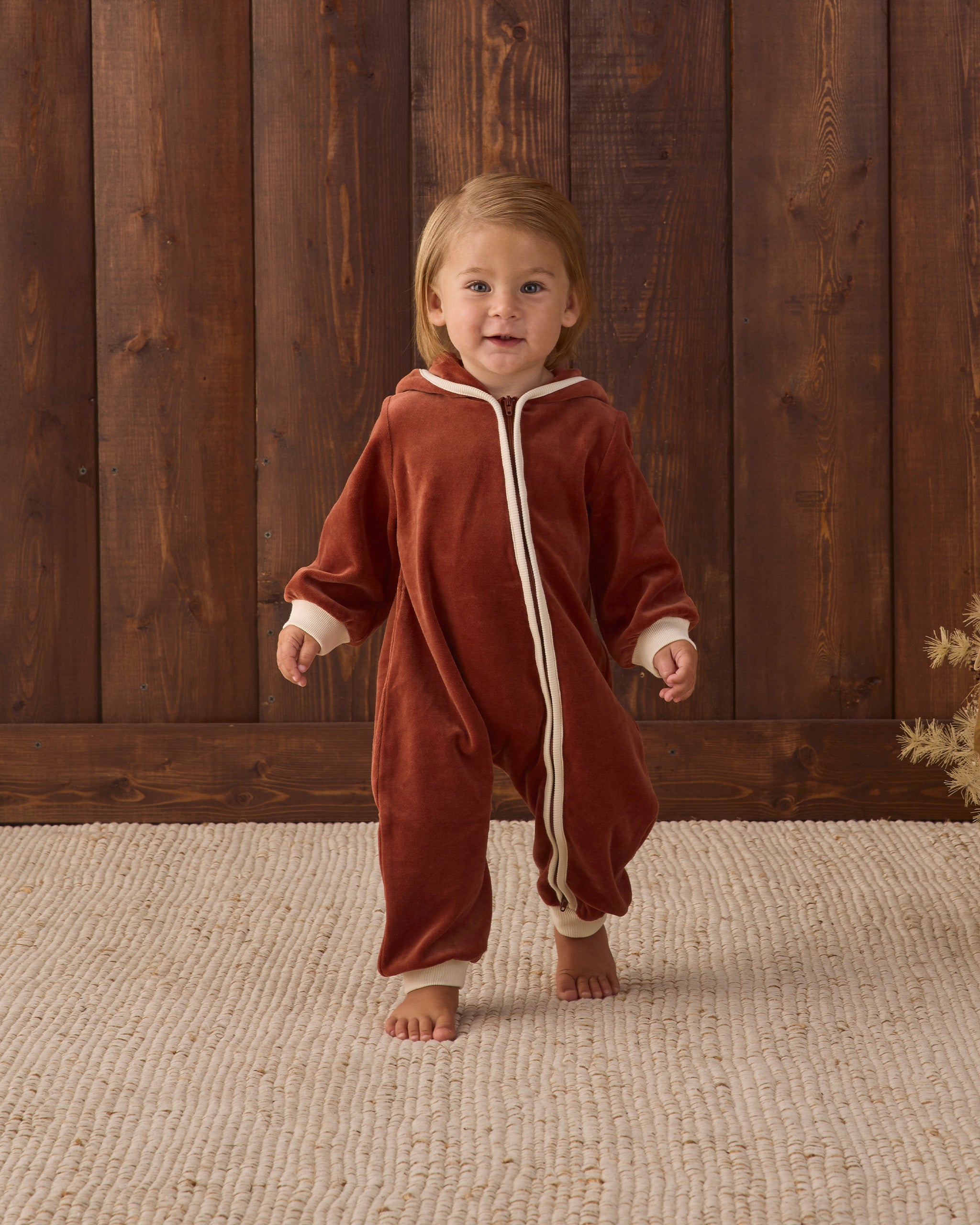 Velour Zip Jumpsuit (Redwood)