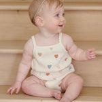 Waffle Cinch Romper (Confetti Hearts)