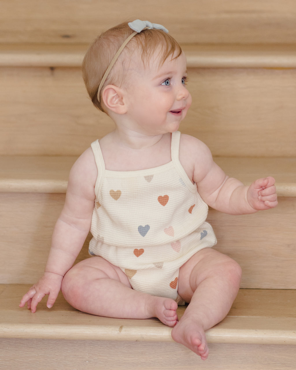 Waffle Cinch Romper (Confetti Hearts)