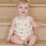 Waffle Cinch Romper (Confetti Hearts)