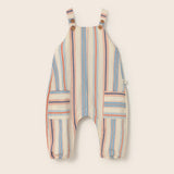 Striped Cotton Overalls (Ivory)