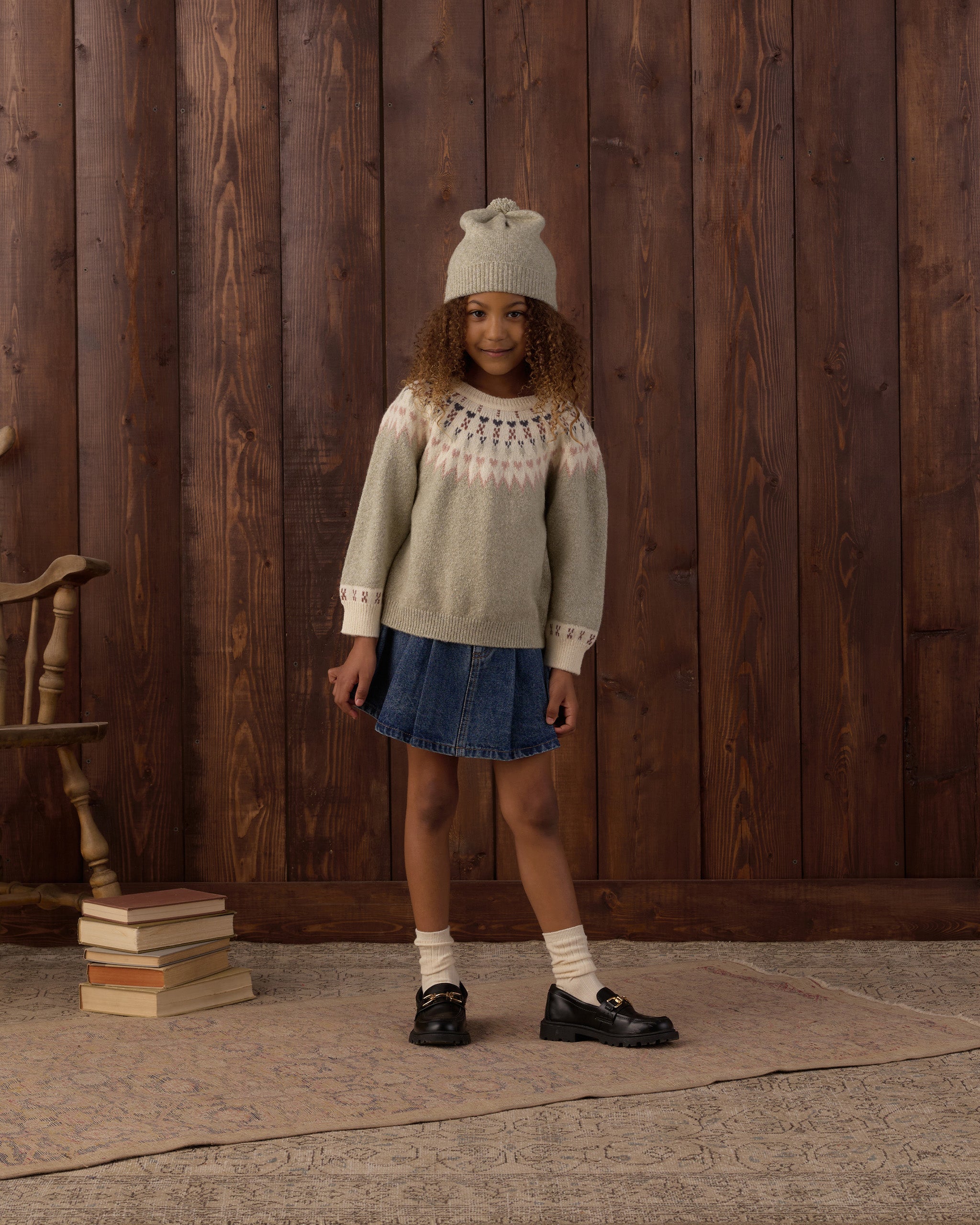 Pleated Denim Skirt (Indigo)