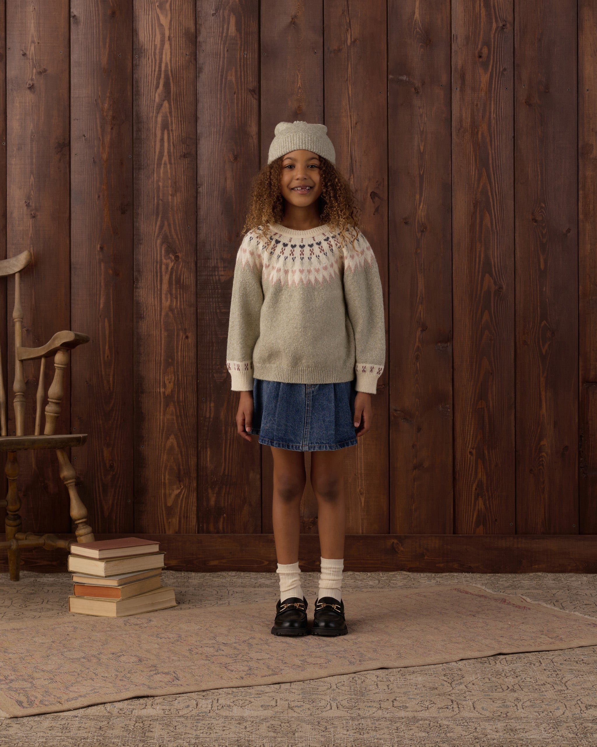 Pleated Denim Skirt (Indigo)