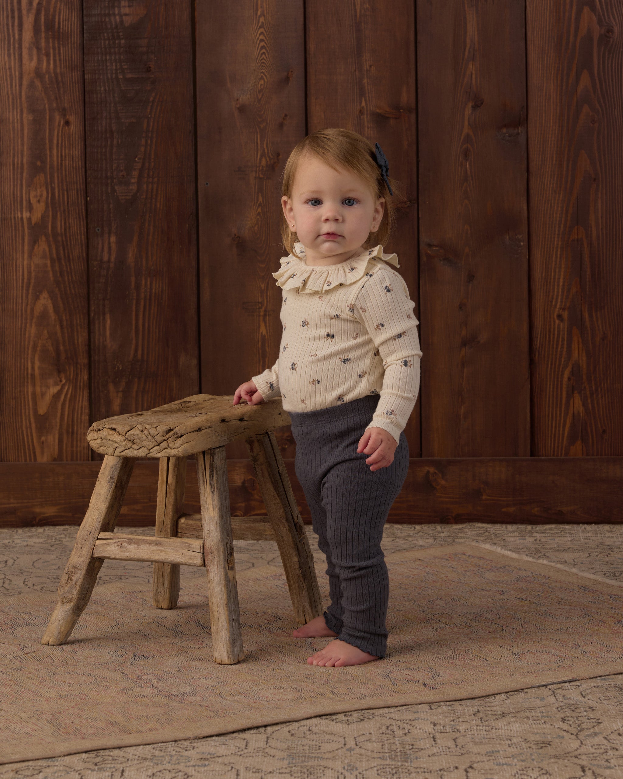 Ruffle Collar Bodysuit (Natural Ditsy)