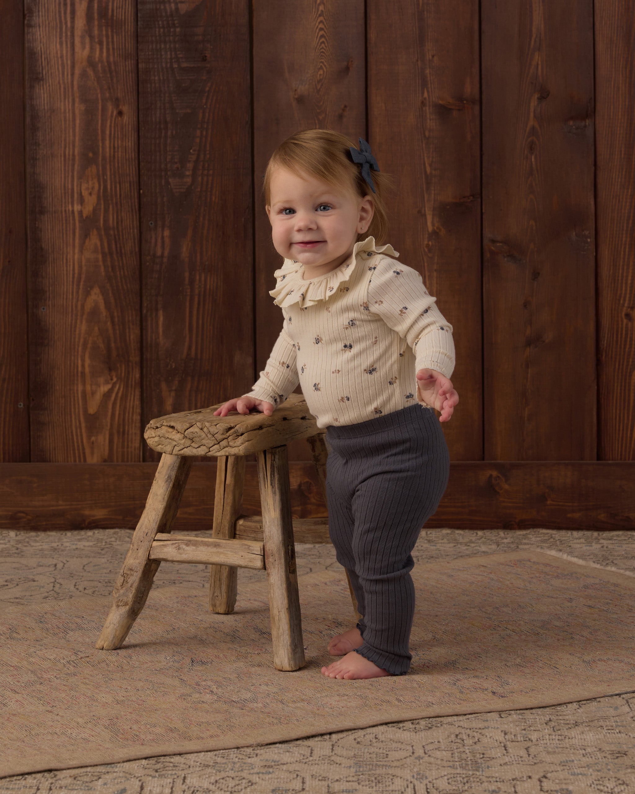 Ruffle Collar Bodysuit (Natural Ditsy)