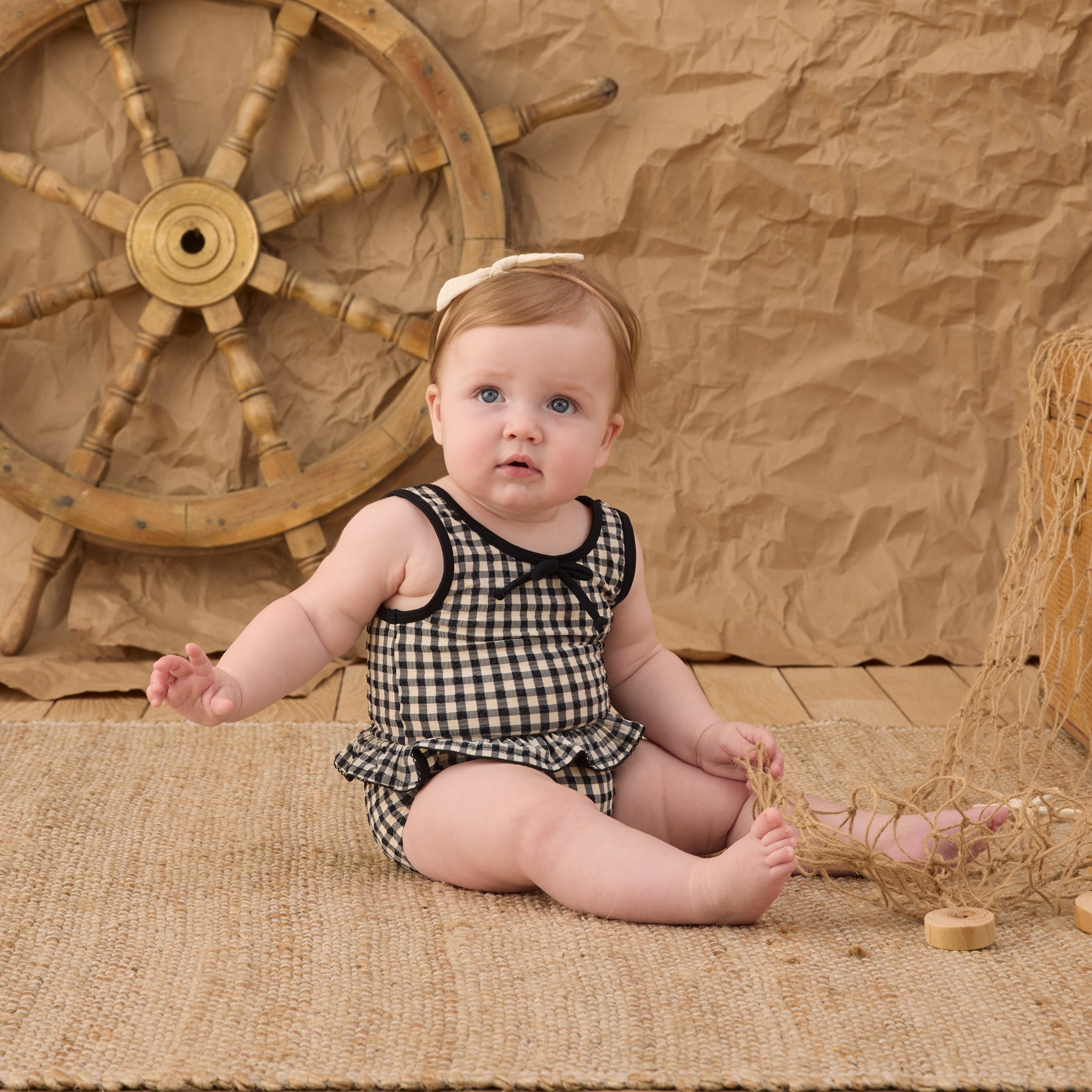 Skirted One-Piece (Black Gingham)