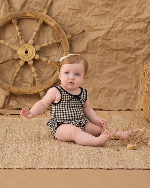 Skirted One-Piece (Black Gingham)
